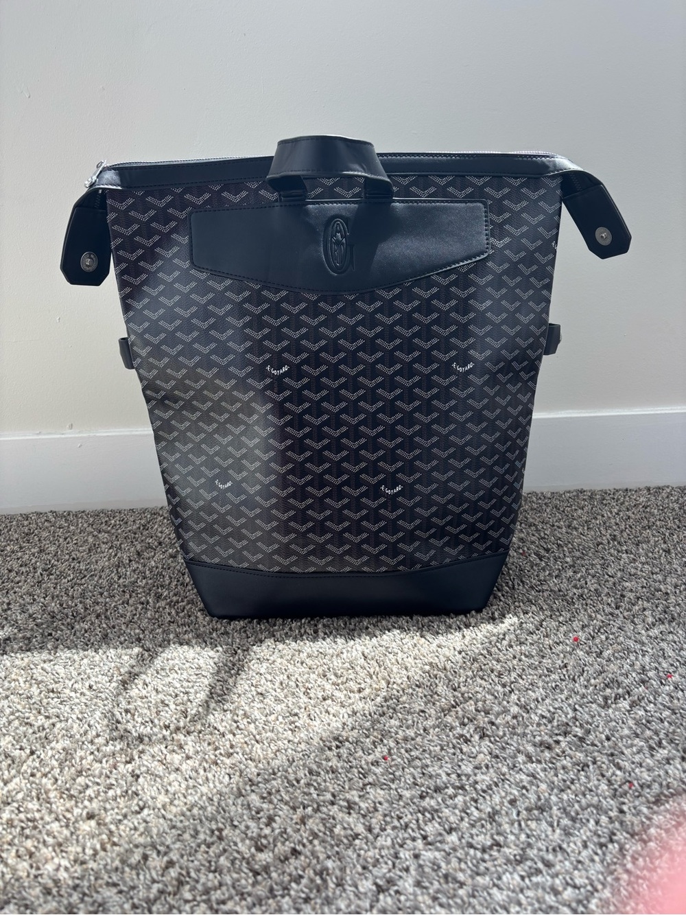 Goyard Black Patterned Backpack Tote